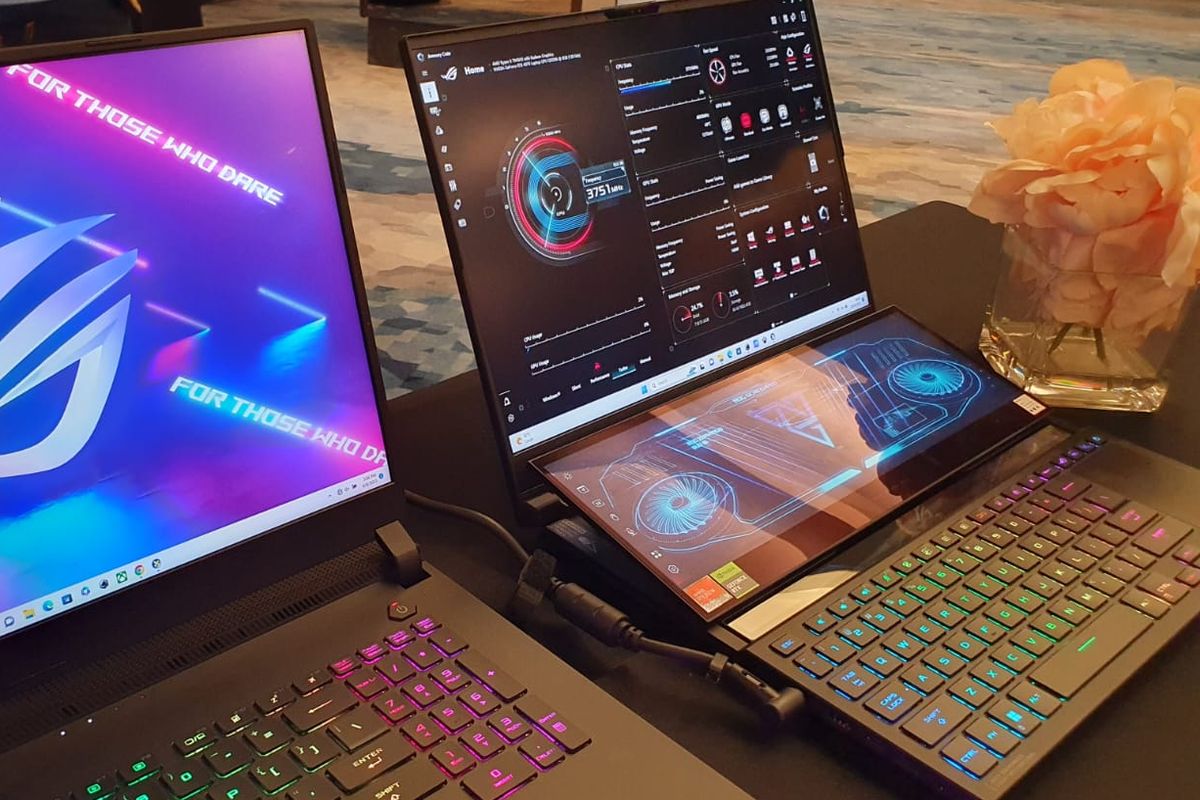 Asus merilis deretan laptop gaming terbarunya di Indonesia, Kamis (8/6/2023). Ada lima laptop yang dirilis, salah satunya punya layar ganda