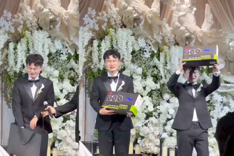 Tangis Haru Pengantin Pria, Dapat Hadiah Pernikahan GPU Nvidia RTX 5090 Senilai Rp 216 Juta