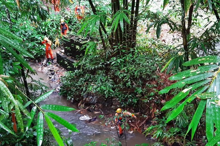 Tim SAR menyisir area jurang di Desa Perean Kecamatan Baturiti, Kabupaten Tabanan,  Bali, Senin (28/12/2020).