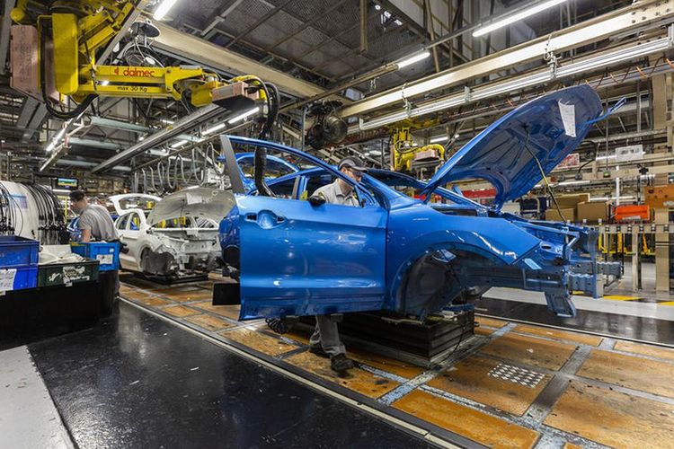 Ilustrasi pabrik mobil Nissan di Sunderland, Inggris.