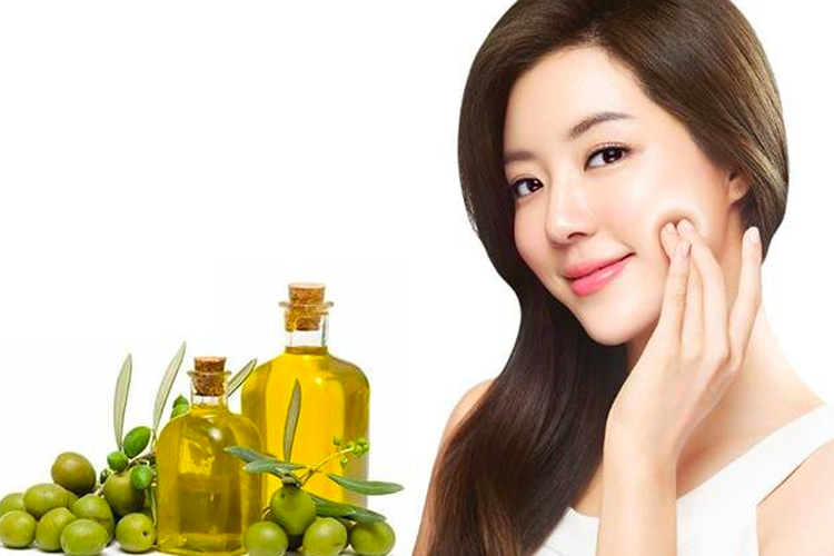 Ilustrasi wajah glowing dengan minyak zaitun