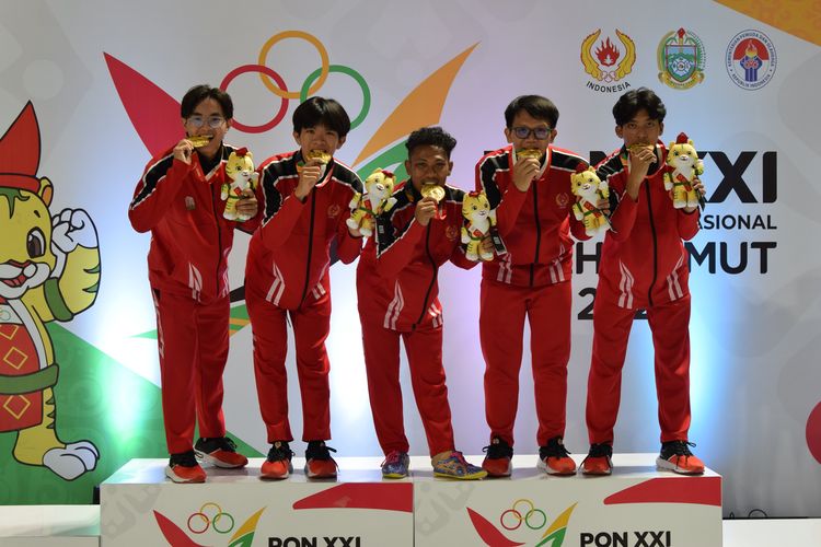 Tim barongsai kecepatan Aceh memperoleh medali emas dalam ajang PON XXI Aceh-Sumut 2024 di Martil Art Arena, Sumut Sport Center, Deli Serdang pada Jumat (6/9/24)