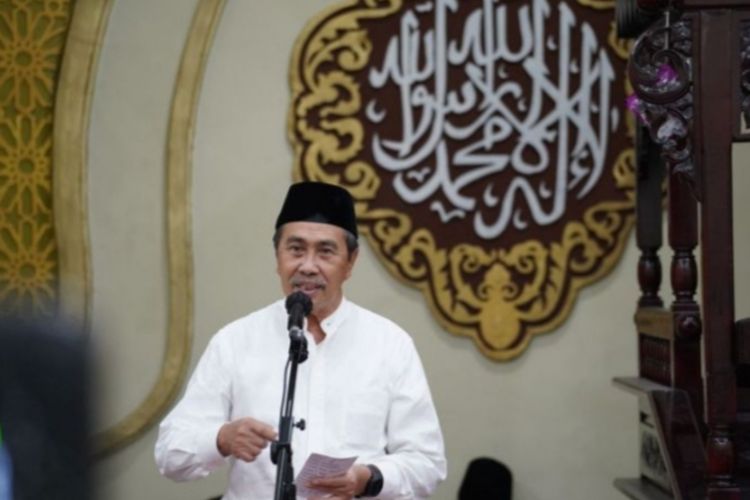 Gubernur Riau, Syamsuar saat Safari Ramadhan di Kabupaten Rokan Hulu, Riau, Senin (25/4/2022) malam.