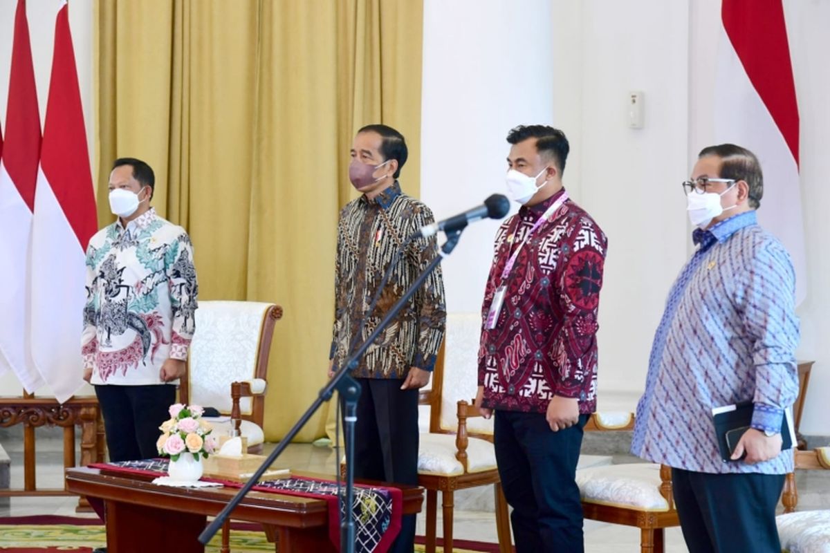 Presiden Joko Widodo (Jokowi) saat membuka acara Apkasi Otonomi Expo 2021.