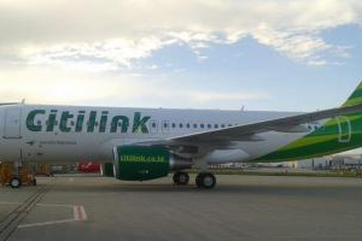 Pesawat Citilink terbaru Airbus A320 dilengkapi sharklets.