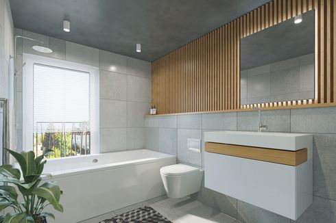 Percantik Dinding Kamar Mandi Minimalis di Rumah dengan Panel Kayu