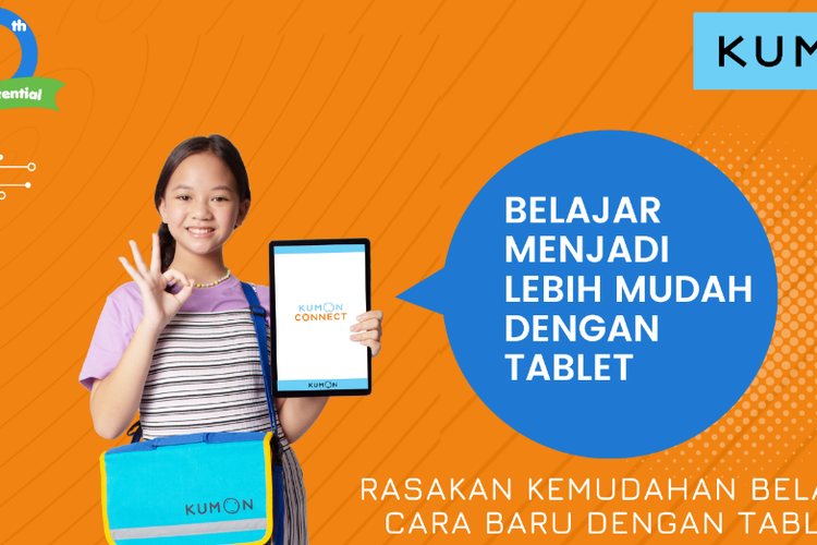 Belajar bersama Kumon menggunakan metode hybrid learning.