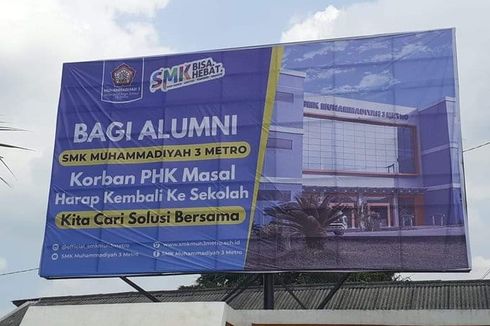Foto Viral Baliho Ajakan Alumni SMK Korban PHK Kembali ke Sekolah, Ternyata Ini Alasannya