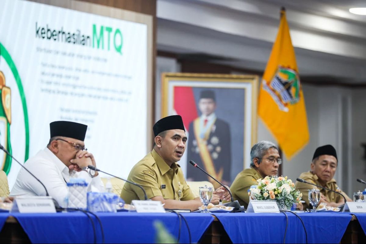 Wakil Gubernur Jateng Taj Yasin dalam Rapat Koordinasi Panitia MTQ Nasional XXXI Tahun 2026, di Gedung Grhadika Bakti Praja Semarang, Senin (20/4/2026).
