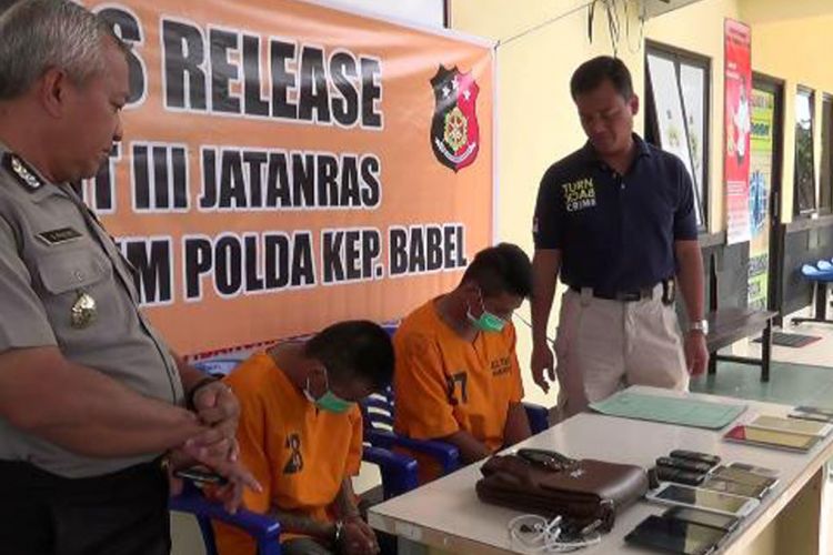 Pelaku curat dan penadah barang hasil curian diamankan di Mapolda Kepulauan Bangka Belitung.