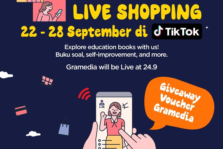 Gramedia dan TikTok mengadakan kampanye Live Shopping bertema Edukasi di akun TikTok @gramedia pada 22-30 September 2021 