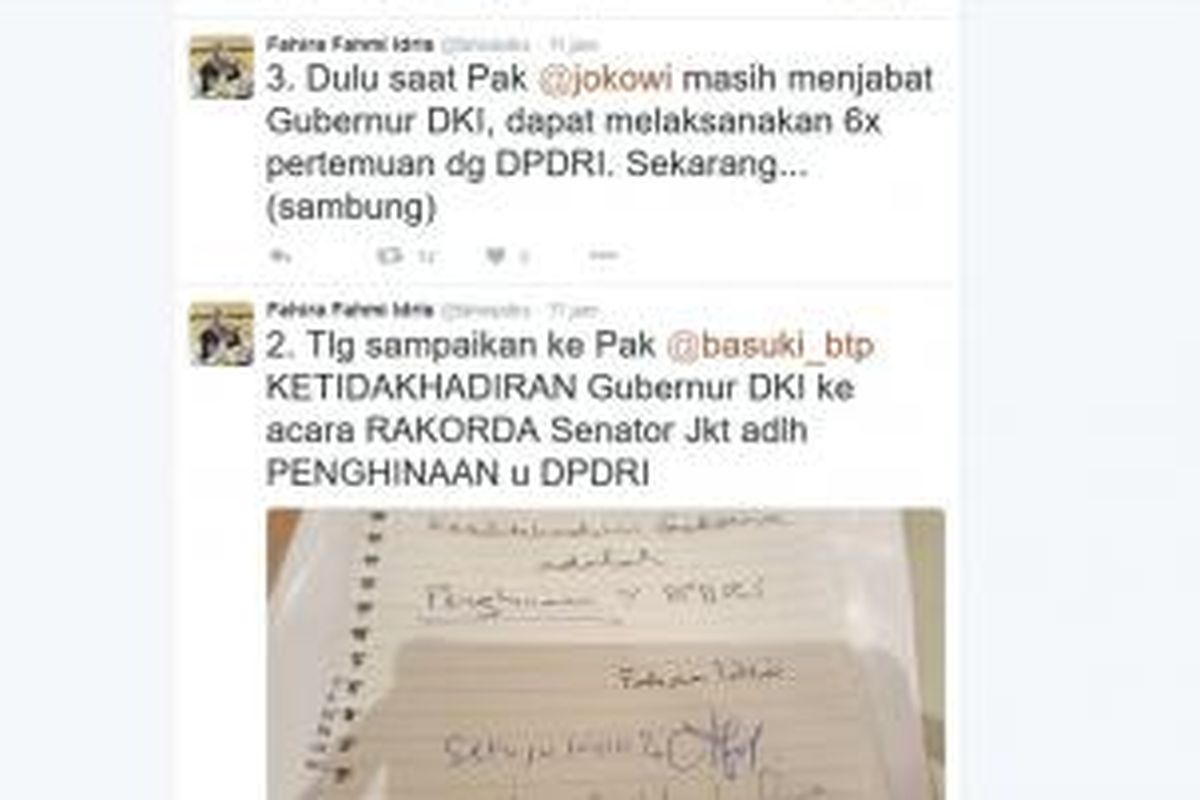 Tweet fahira idris di akun @fahiraidris