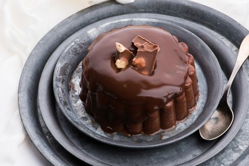 Resep Puding Cokelat Lapis Karamel, Dessert untuk Valentine