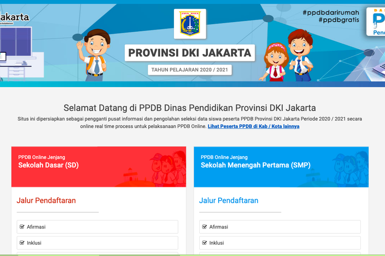 Tangkapan layar web PPDB DKI Jakarta