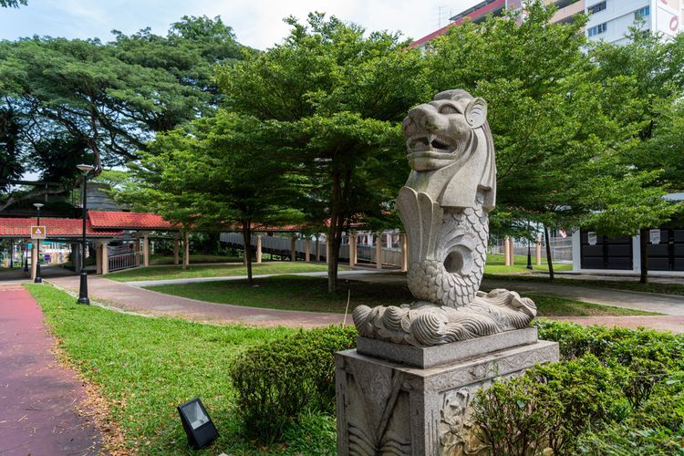 Patung Merlion di Ang Mo Kio Residential, Singapura