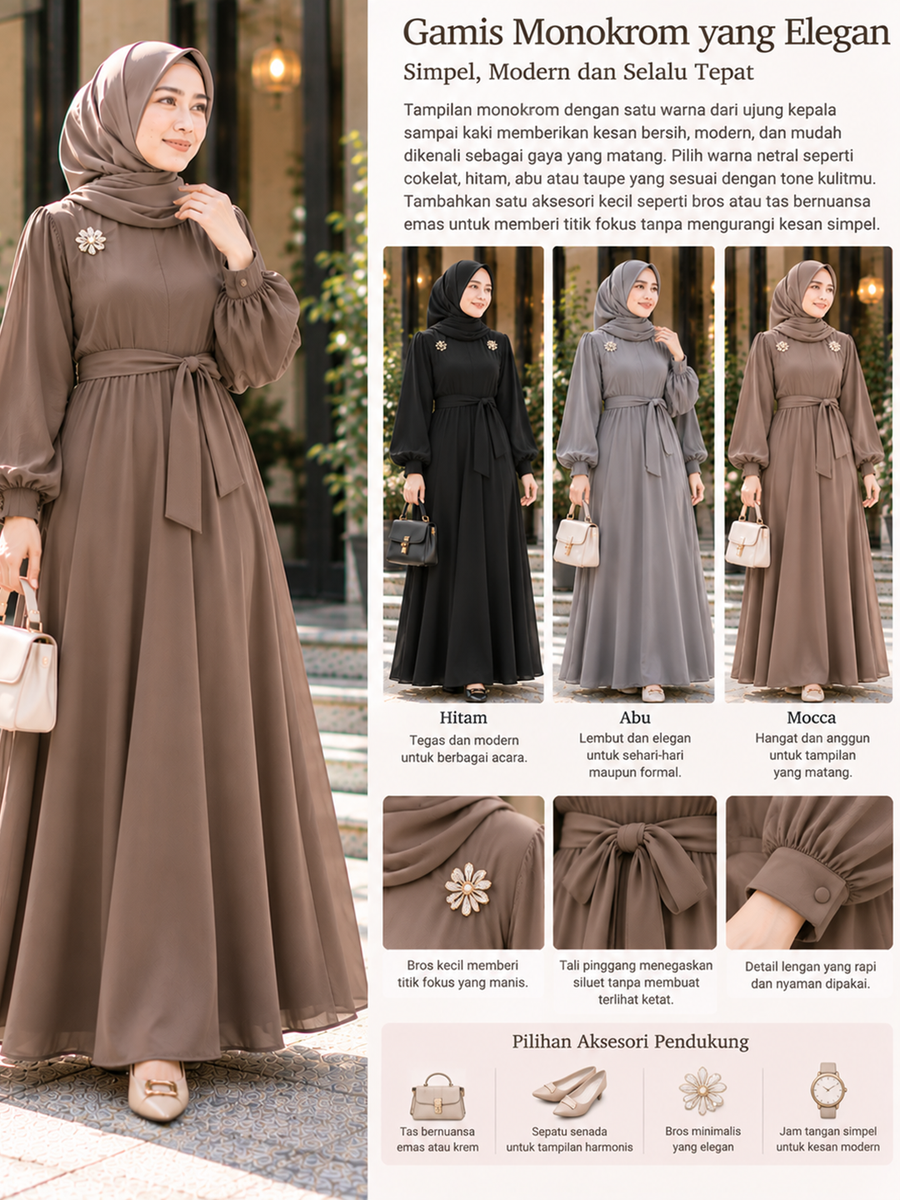 Gamis Monokrom, Minimalis dan Elegan