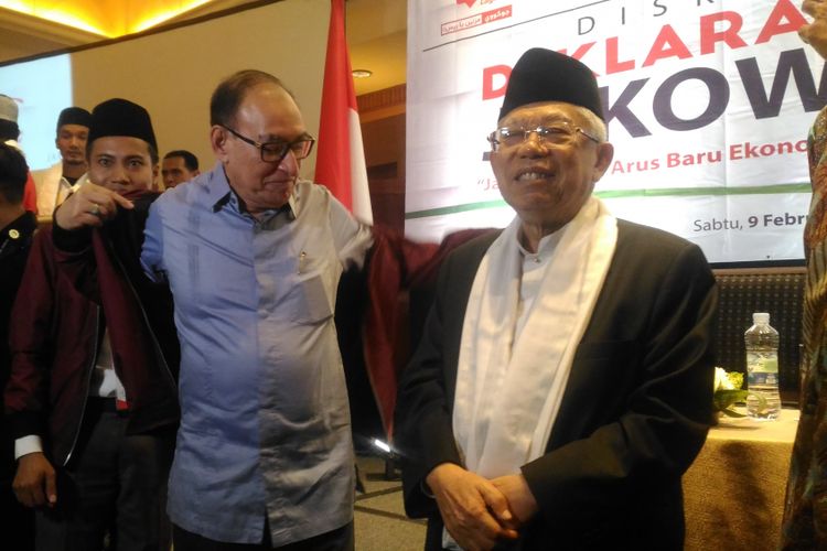 Calon wakil presiden nomor urut 01, Maruf Amin di Hotel Aryaduta, Jakarta, Sabtu (9/2/2019). 