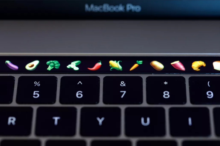 Deskripsi panel Touch Bar di MacBook Pro.