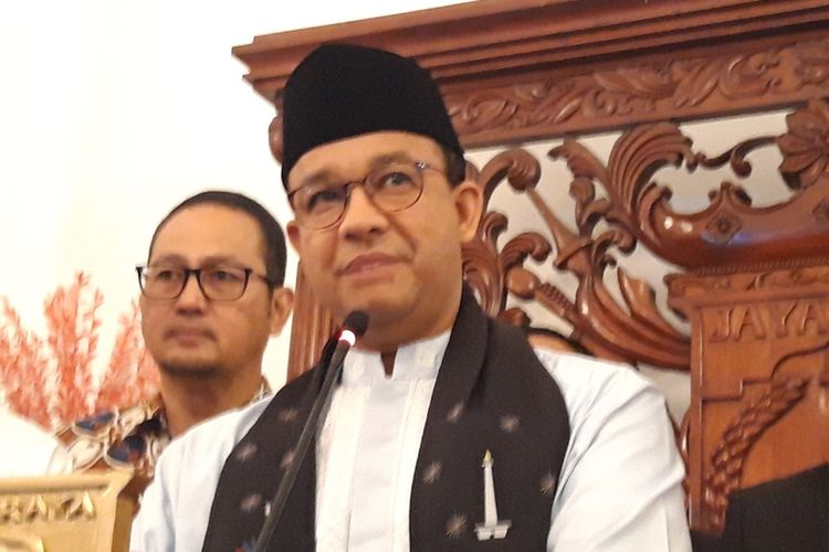 Gubernur DKI Jakarta Anies Baswedan di Balairung, Balai Kota, Jakarta Pusat, Jumat (13/9/2019)
