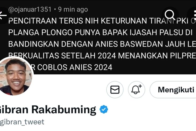 Header profil Twitter Wali Kota Solo Gibran Rakabuming Raka.