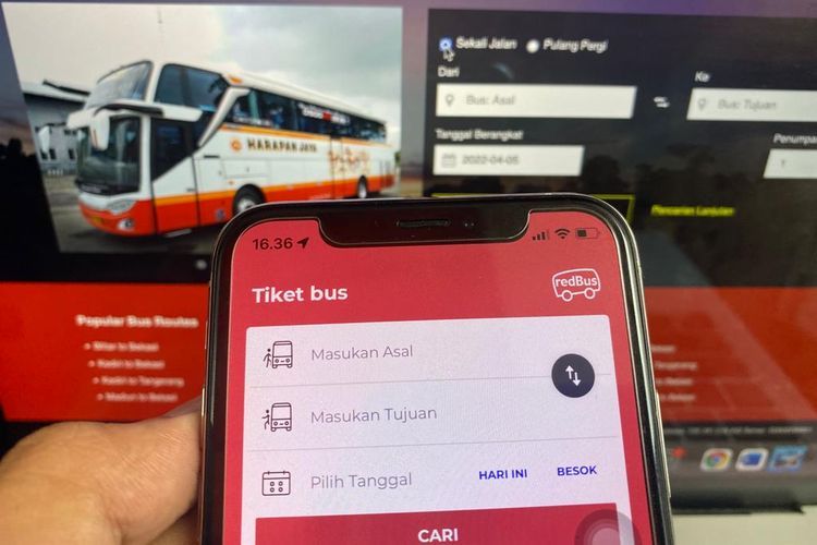 Ilustrasi cara beli tiket bus online.