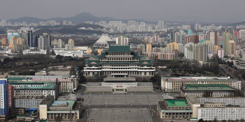 Ilustrasi kota Pyongyang, ibu kota negara Korea Utara.
