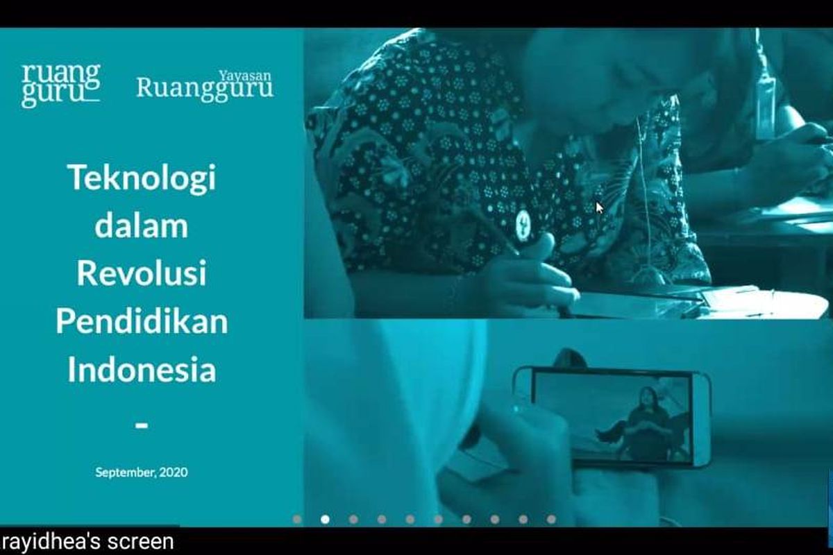 Belva saat menjadi narasumber pada webinar bertajuk Bedah Sektor Telekomunikasi, Menyongsong Ekonomi Digital melalui Zoom, Jumat (11/9/2020) malam.