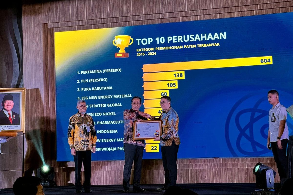 PT Pertamina (Persero) mendapatkan penghargaan dari Direktorat Jenderal Kekayaan Intelektual (DJKI), Kementerian Hukum dan Hak Asasi Manusia (Kemenkumham) dalam ajang Expose Kinerja Satu Dekade dan Apresiasi Kekayaan Intelektual di Jakarta, Rabu (4/6/2025).

