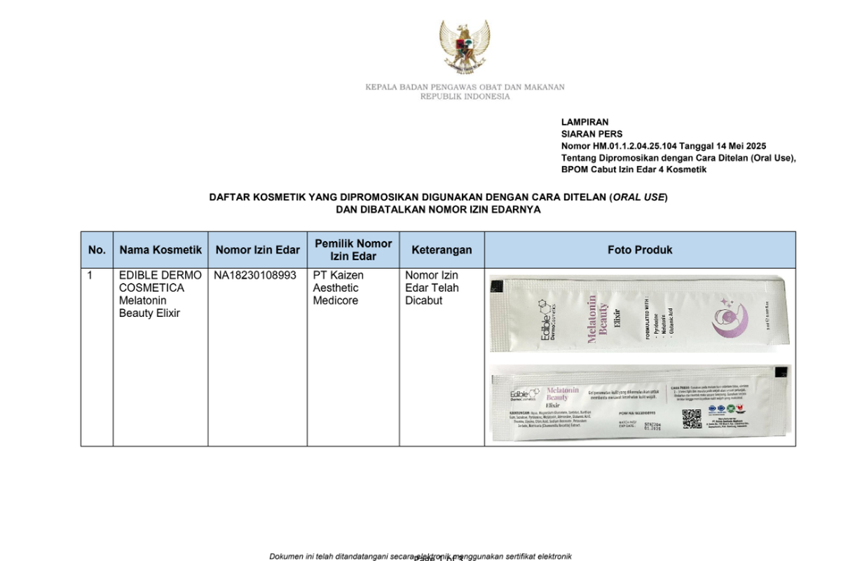 4 Kosmetik yang dicabut izin edarnya oleh BPOM.