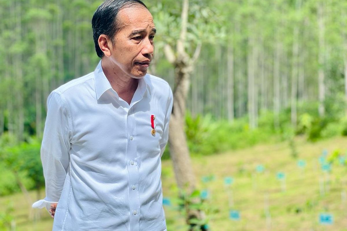 Presiden Joko Widodo saat meninjau proyek infrastruktur di kawasan Ibu Kota Nusantara (IKN), Kalimantan Timur, Selasa (25/10/2022).