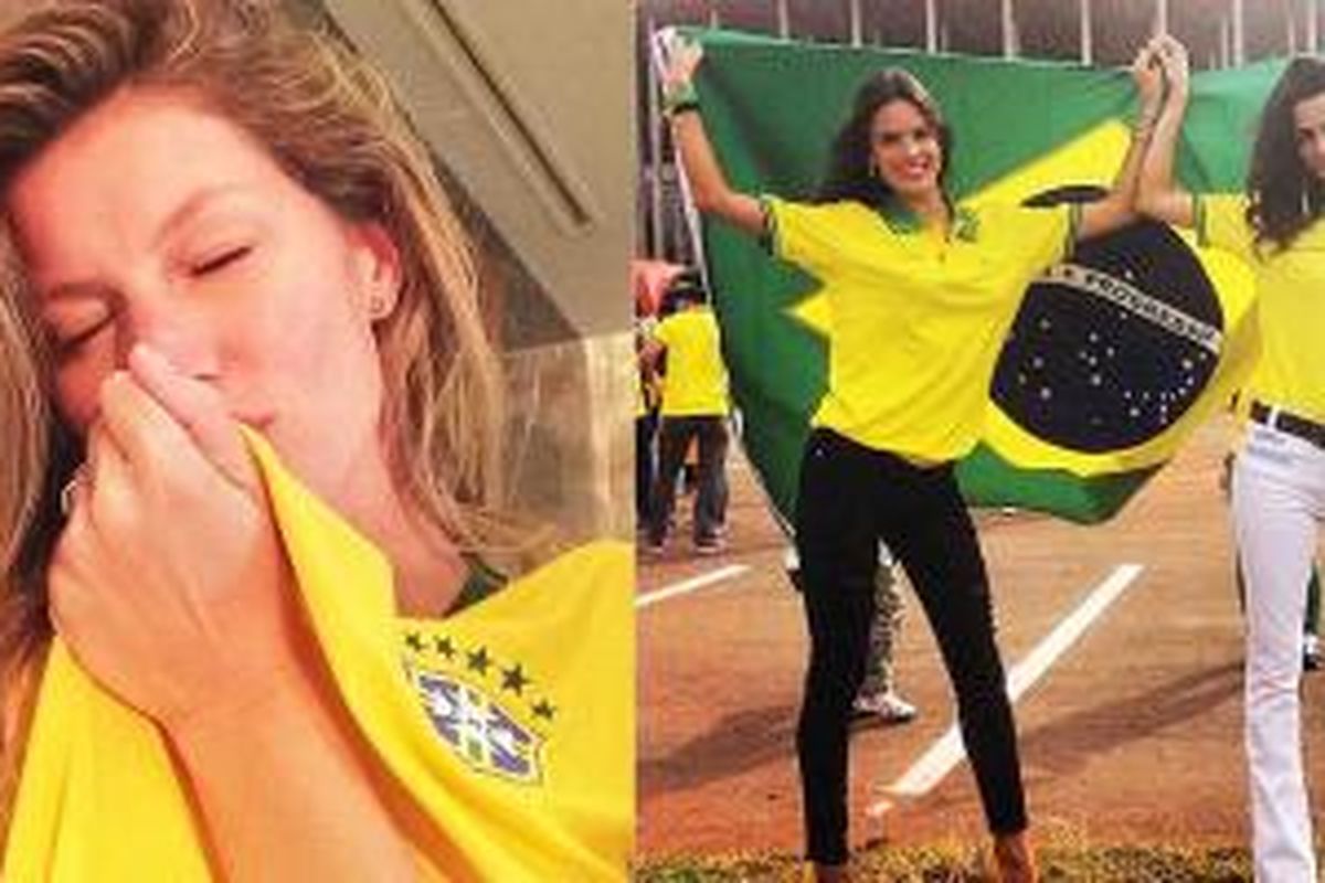 Giselle Bundchen dan model lainnya yang mendukung tim Brasil.