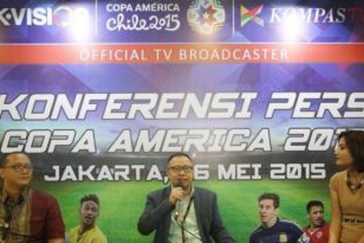 Konferensi pers Kompas TV dan K-Vision sebagai official broadcasters Copa America 2015, Selasa (26/5/2015). 