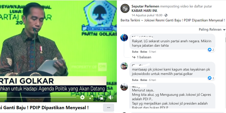 hoak Jokowi pindah Partai Golkar