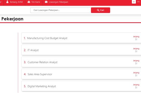 AHM Buka 5 Lowongan Kerja Lulusan S1, Buruan Daftar