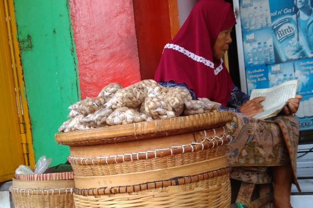 Ilustrasi penjual bawang putih