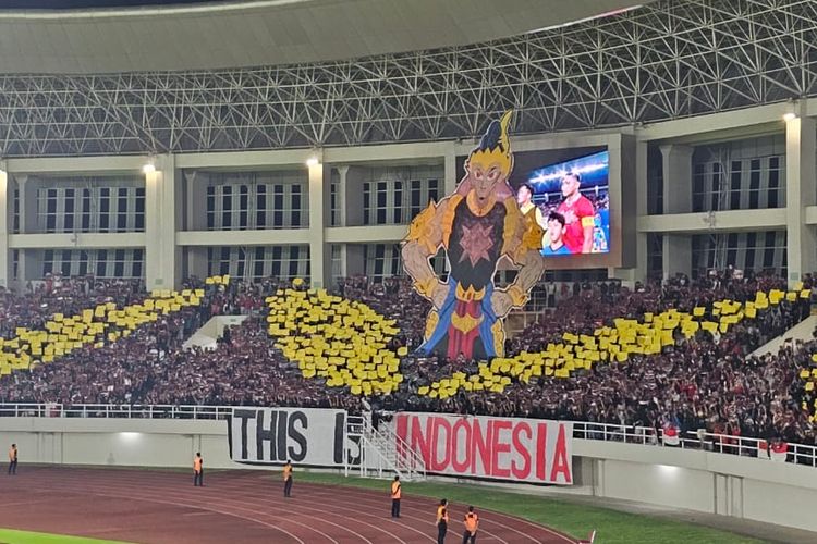 Suasana pertandingan timnas U23 Indonesia vs Taiwan pada lanjutan Grup K Kualifikasi Piala Asia U23 2024 yang digelar di Stadion Manahan, Solo, pada Sabtu (9/9/2023) malam WIB.