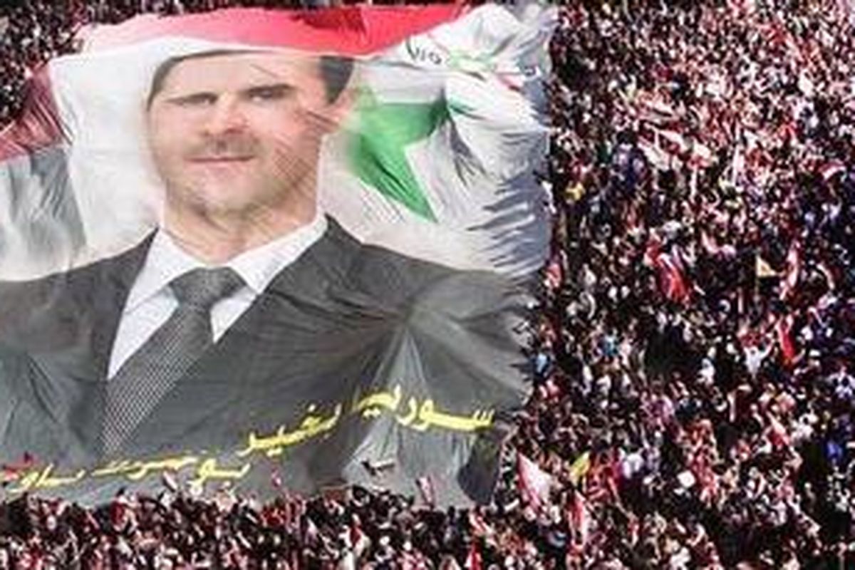 Demonstrasi para pendukung Presiden Suriah Bashar al-Assad.