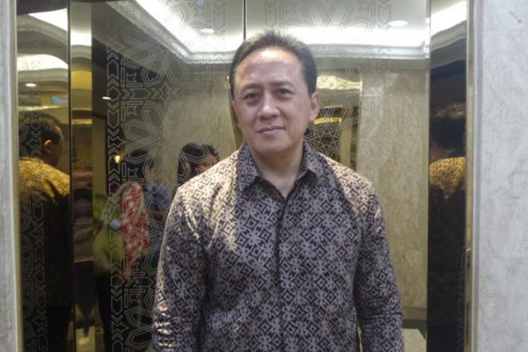 Triawan Munaf diabadikan usai konferensi pers Indonesian Creatif Incorporated (ICINC) oleh Badan Ekonomi Kreatif (Bekraf)  di Gedung Kementerian BUMN, Jakarta Pusat, pada Rabu (8/2/2017).