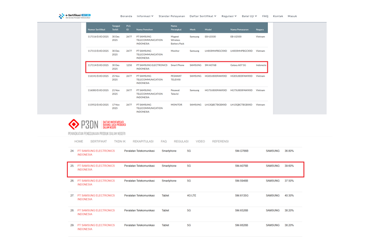 Ponsel 5G murah Samsung Galaxy A07 tampaknya bakal segera masuk pasar Indonesia. 