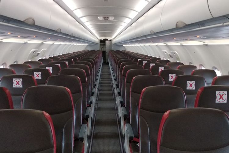 Social distancing di kabin pesawat Airbus 320-200 Lion Air Group