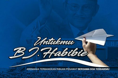 Kenang BJ Habibie, Ada Pesawat Kertas pada Laga Arema vs Borneo FC