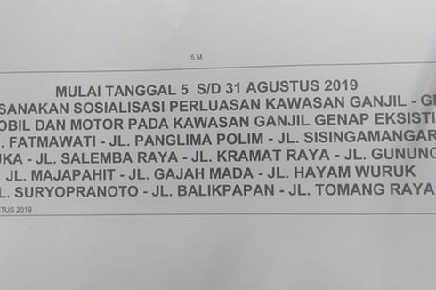 Sosialisasi Ganjil Genap untuk Mobil dan Motor Dimulai 5 Agustus 2019