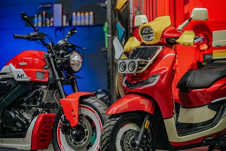 Motor modifikasi garapan Katros Garage yang dijadikan hadiah undian Kebut Hadiah Motul