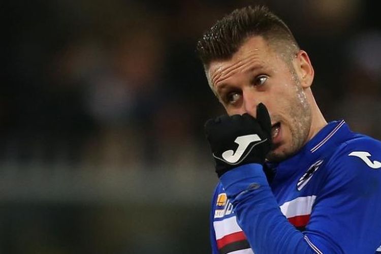 Antonio Cassano saat masih memperkuat Sampdoria dalam laga Serie A kontra Juventus, di Stadion Luigi Ferraris, 10 Januari 2016.