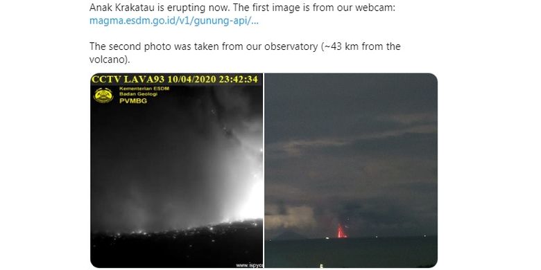 Gunung Anak Krakatau meletus Jumat 10 April 2020