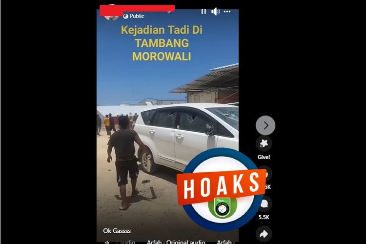 Tangkapan layar Facebook, video kerusuhan yang diklaim terjadi di area pertambangan Morowali, Sulawesi Tengah