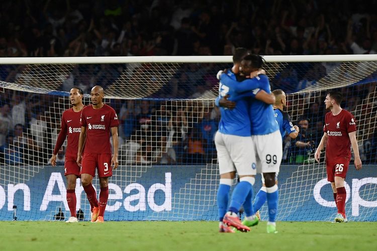 Laga Napoli vs Liverpool dalam mathcay pertama Liga Champions 2022-2023 yang berlangsung di Stadion Diego Armando Maradona, Naples, Italia, Kamis (8/9/2022) dini hari WIB.
