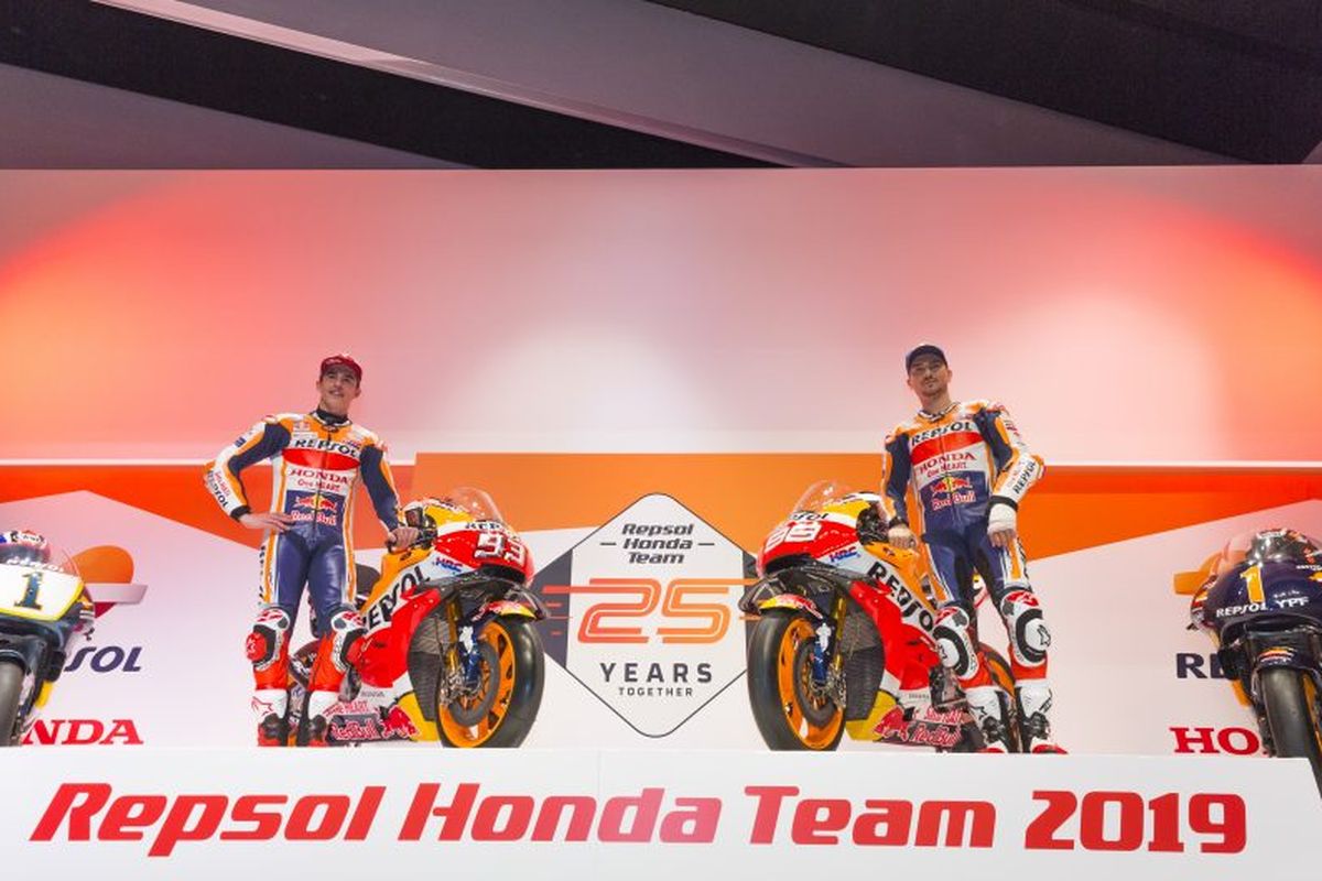 Motor balap Repsol Honda musim 2019 resmi meluncur.