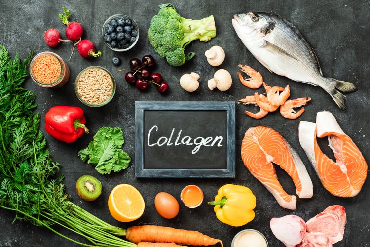Ilustrasi kolagen. Makanan yang mengandung kolagen dapat diperoleh dari kaldu tulang, telur, buah, sayuran hijau hingga makanan-makanan yang tinggi zinc (seng).
