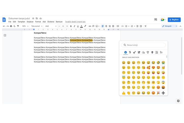 Cara tambah emoji reactions di Google Docs